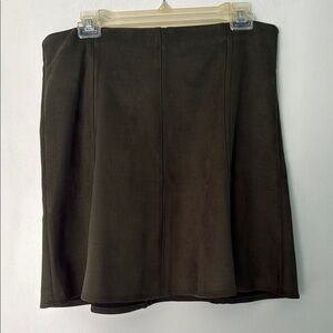 Classic Dark Green Faux Suede Skirt